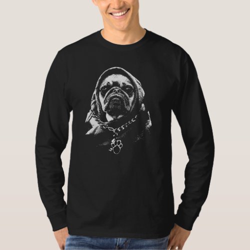 Cool Cute Hooded Gangsta Pug Thug Dog T_Shirt