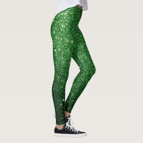 cool cute irish green glitter pattern leggings- Christmas Green Glitter leggings for women and girls