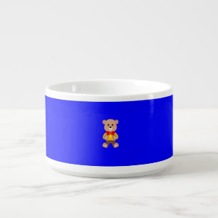 Cool Cute Little Bowtie Teddy Bear on Blue Bowl