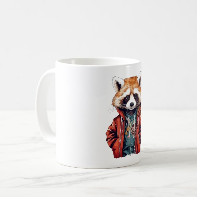 Cool cute little raccoon coffee mug (Front Left)