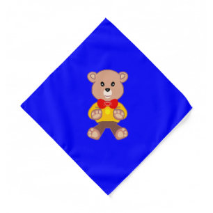 Cool Cute Little Teddy Bear on Blue Bandana