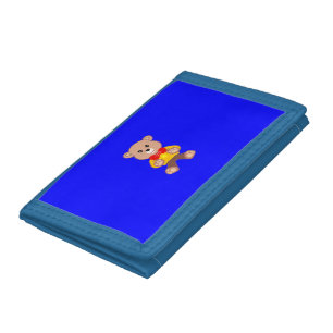 Cool Cute Little Teddy Bear on Blue Photo Wallet