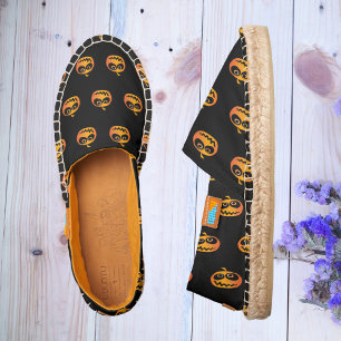 Cool Cute Orange Halloween Pumpkin Pattern Espadrilles