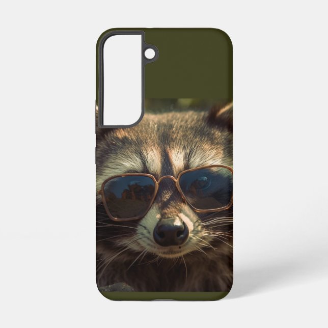 Cool Cute Raccoon in Glasses Animal Humor Art Samsung Galaxy Case (Back)