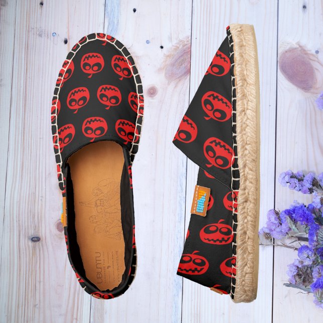 Cool Cute Red Halloween Pumpkin Pattern Espadrilles (Creator Uploaded)