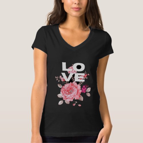 Cool cute stylish slim modern flowers rose T_Shirt