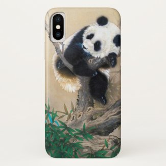 Cool cute sweet fluffy panda bear animal tree art iPhone x case