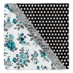 Cool cute trendy vintage roses floral polka dots bandana