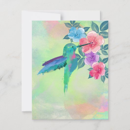 Cool cute vibrant watercolours hummingbird floral (Front)