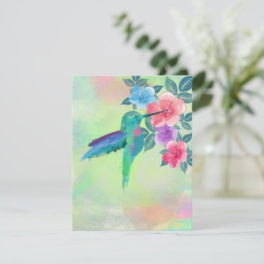 Cool cute vibrant watercolours hummingbird floral (Standing Front)