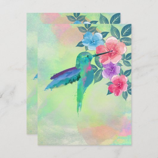 Cool cute vibrant watercolours hummingbird floral (Front/Back)