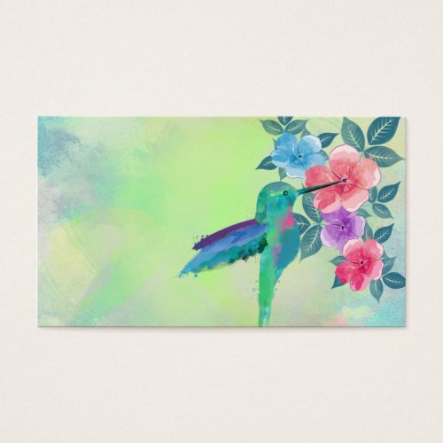 Cool cute vibrant watercolours hummingbird floral business card templates