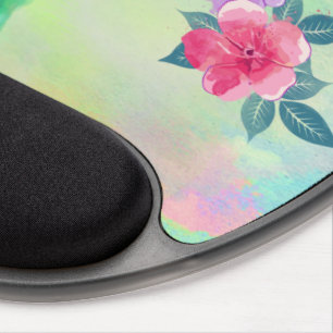 Cool cute vibrant watercolours hummingbird floral gel mouse pad