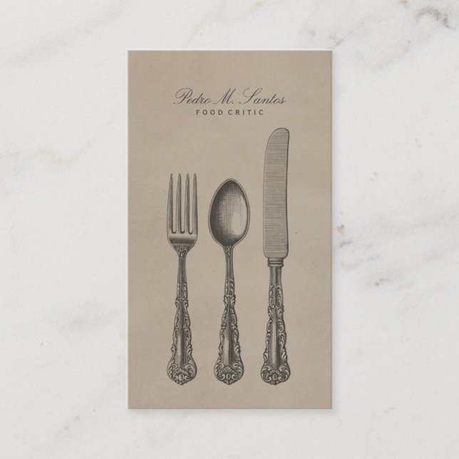 Cool Cutlery Vintage Fork Spoon Knife Professional Business Card (Front)