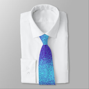 cool cyan purple glitter sparking polygons pattern neck tie