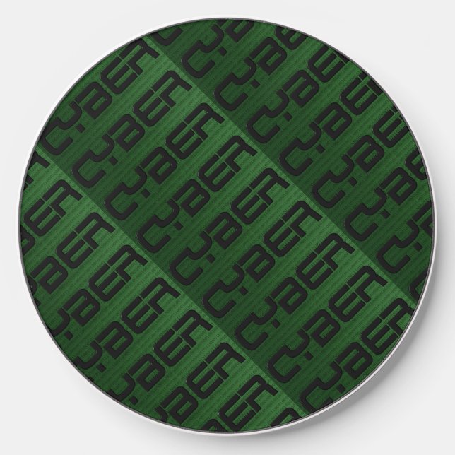 Cool Cyber Text Pattern Green  Wireless Charger (Front)