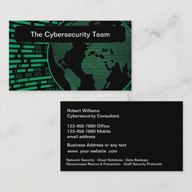 Cool Cybersecurity Defense Business Cards (Front/Back)