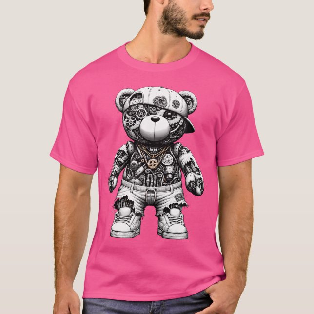 Cool Cyborg Exoskeleton Animatronic Bear Hip Hop B T-Shirt (Front)