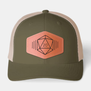 Cool D20 Dice Tabletop Gamer Leather Patch Hat