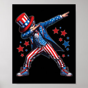 Cool Dabbing Boy 4th Of July American Flag Usa Boy Poster