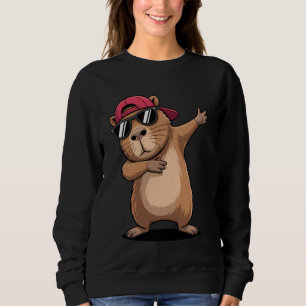 Cool Dabbing Capybara Cartoon Animal Design Sweatshirt