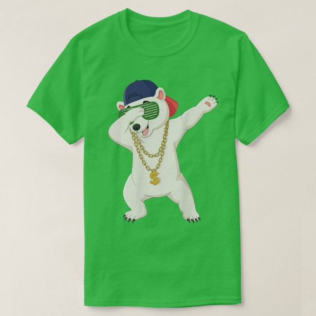 Cool Dabbing Dancing Polar Bear Wear Sunglasses Ha T-Shirt (Design Front)