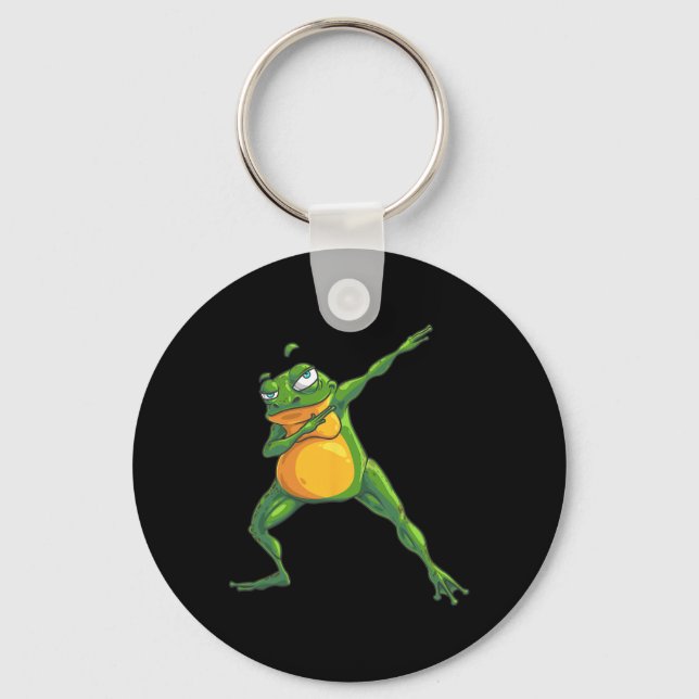 Cool Dabbing Frog Funny Hip-hop Tadpole Dancing Lo Keychain (Front)