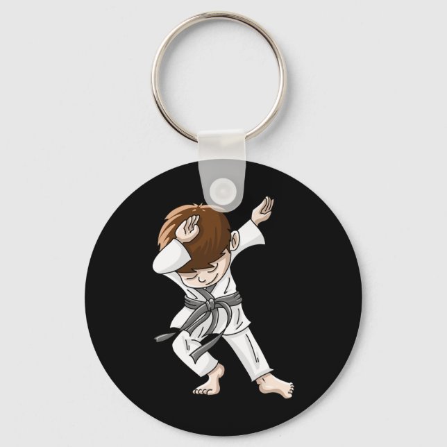 Cool Dabbing Karate Boy Funny Hip-hop Judo Dancing Keychain (Front)