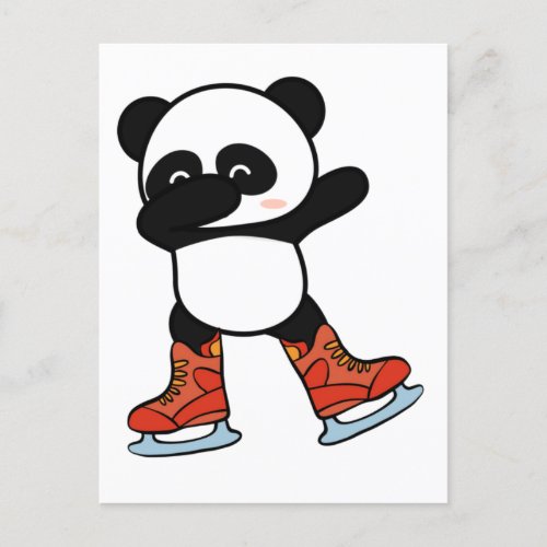 Cool Dabbing Panda on Ice Skate Shoes Postcard