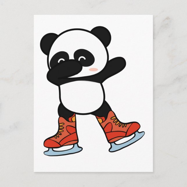 Cool Dabbing Panda on Ice Skate Shoes Postcard (Front)