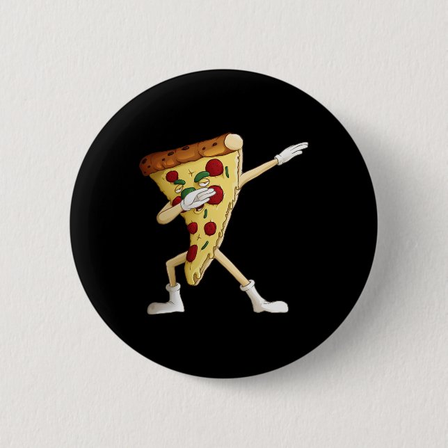 Cool Dabbing Pizza Funny Italian Pie Hip-hop Dance Button (Front)
