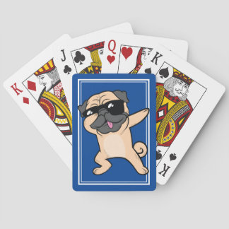Cool Dabbing Pug Funny Tan Dog Dab Poker Cards