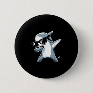 Cool Dabbing Shark Sungles Kids Teens Summer Vacat Button