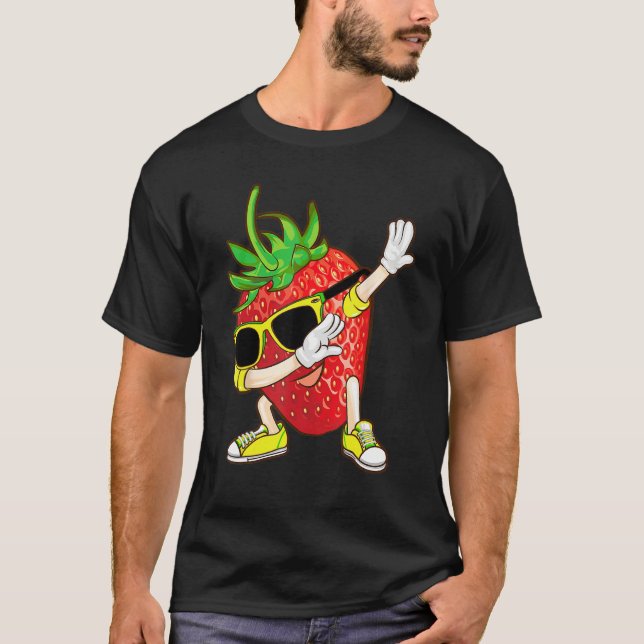 Cool Dabbing Strawberry Funny Love Dancer Sweet Fr T-Shirt (Front)