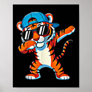 Cool Dabbing Tiger Apparel Cute Animal Men Girls B Poster
