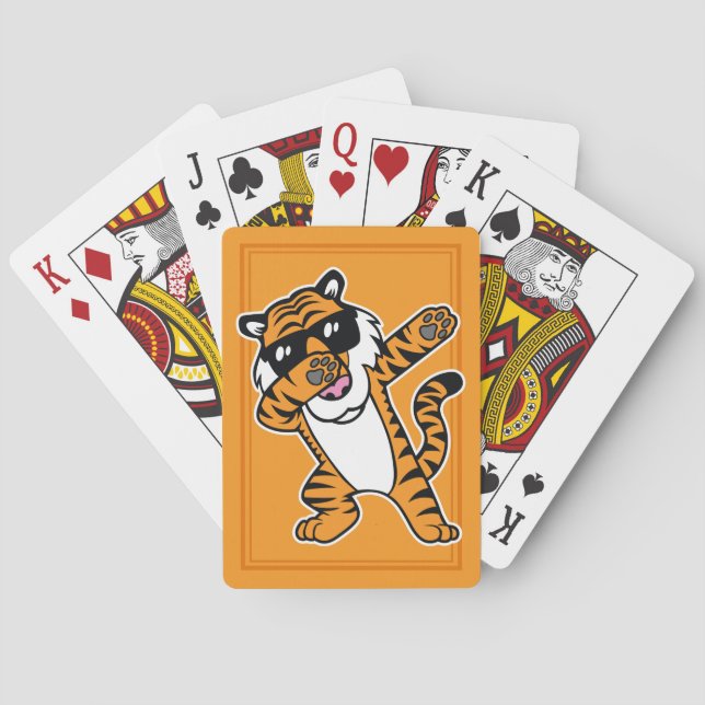Cool Dabbing Tiger Funny Big Cat Dab Poker Cards (Back)