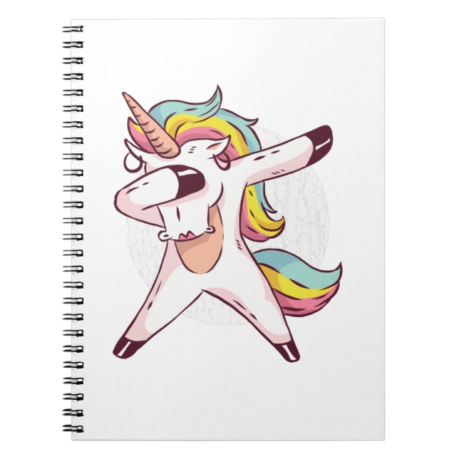 Cool Dabbing Unicorn Rainbow Trendy Dance Moves Notebook (Front)