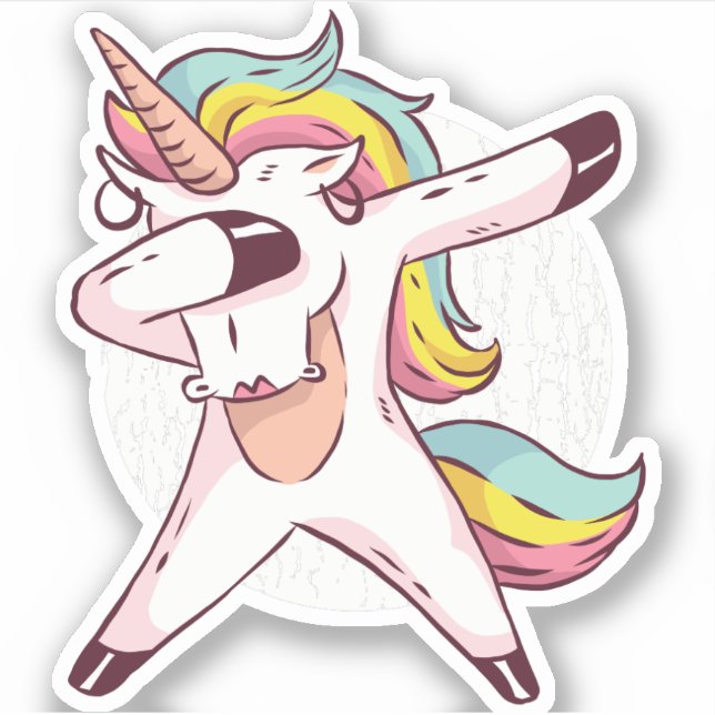 Cool Dabbing Unicorn Rainbow Trendy Dance Moves Sticker (Front)