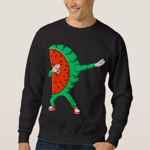 Cool Dabbing Watermelon Funny Fruit Dancing Athlet Sweatshirt