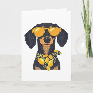 Cool Dachshund Dog Sunglasses Lemons Card