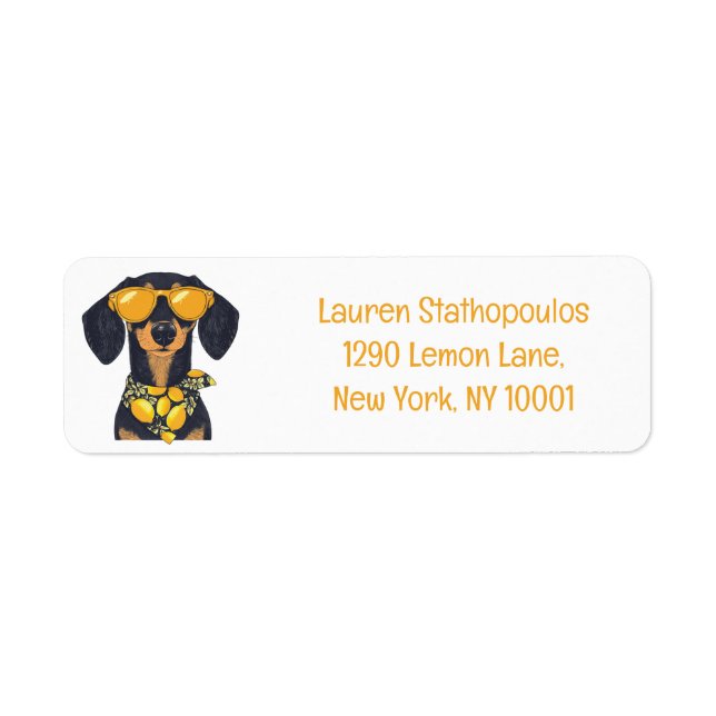 Cool Dachshund Dog Sunglasses Lemons Label (Front)