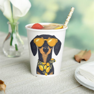 Cool Dachshund Dog Sunglasses Lemons Paper Cups