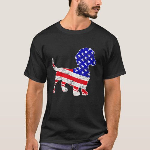 Cool Dachshund Dog Usa Flag Patriotic 4th Of July T_Shirt