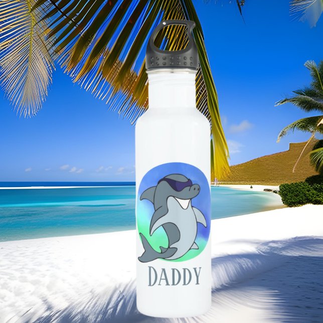 Cool Dad add name shark  Stainless Steel Water Bottle (Creator Uploaded)