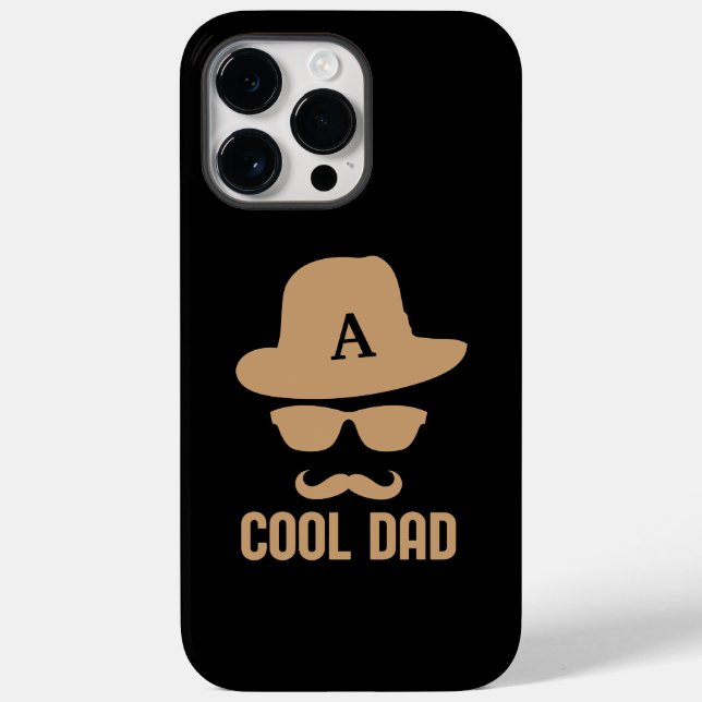 Cool Dad Best DAD Ever mustache monogram initial   Case-Mate iPhone Case (Back)