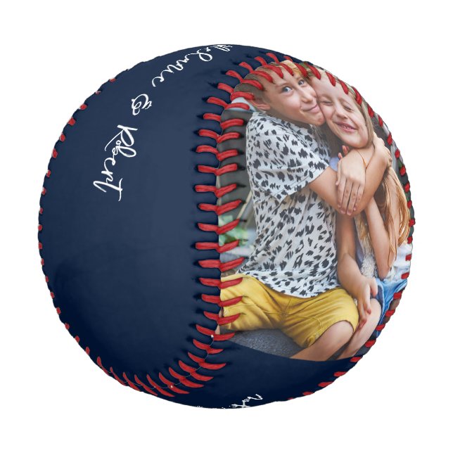 Cool Dad Father's Day Kids Photos Personalized Baseball (Angled)