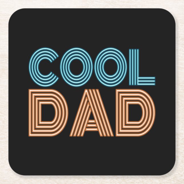 Cool Dad Father's Day Neon Typography | Coaster (Front)