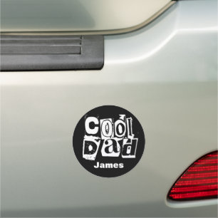 Cool Dad Funny Black and White Typography Car Magnet