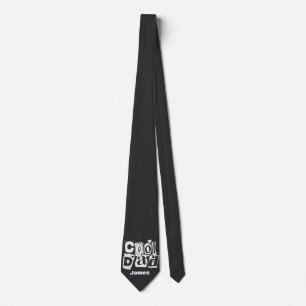 Cool Dad Funny Black and White Typography Neck Tie