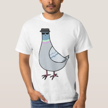 Cool Dad Funny Pigeon With Hat And Sunglasses  T-shirt by MiKaArt at Zazzle